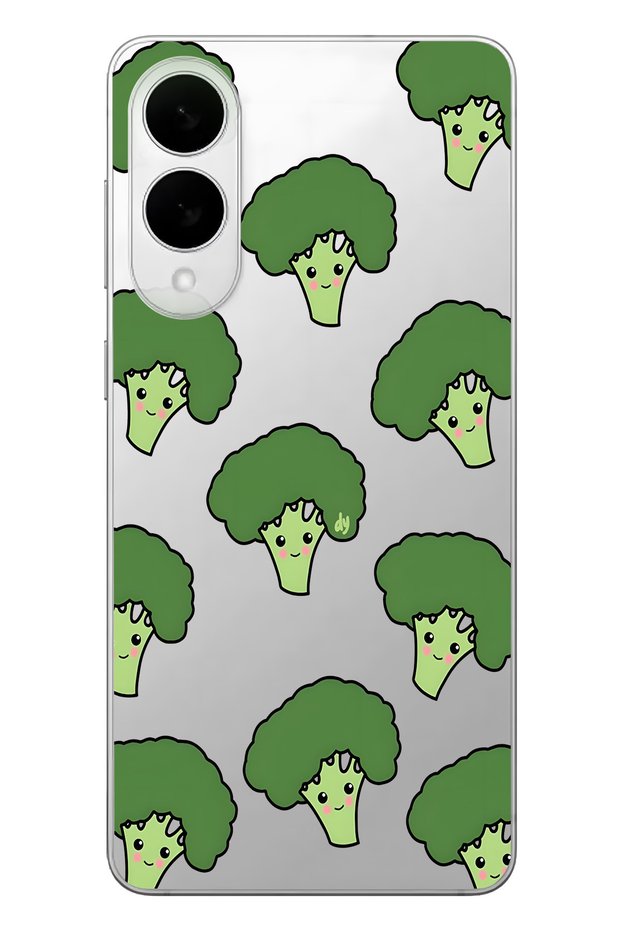 Cute Broccoli Pattern Transparent Phone Case Compatible with Samsung Galaxy S25 Edge