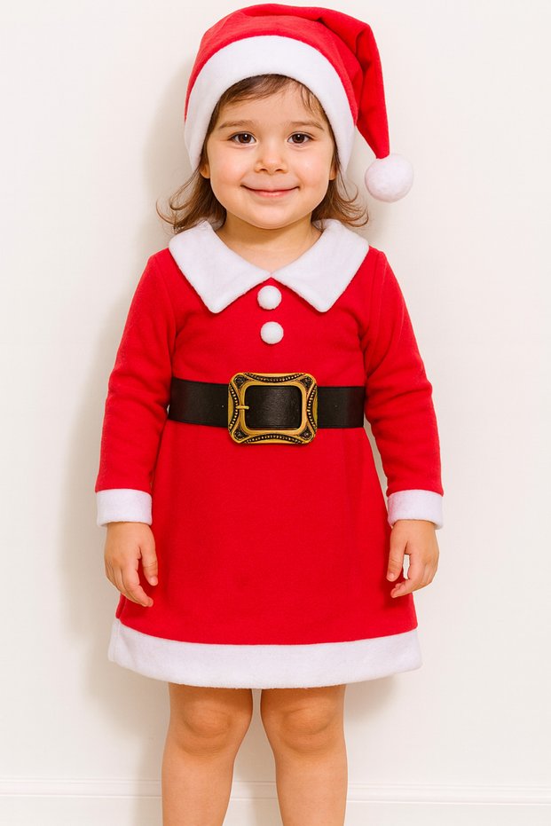 Christmas Theme Fleece Santa Claus Costume for Girls and Boys