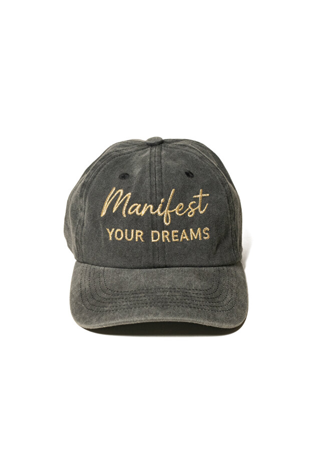 Gold Embroidered Gray Color Hat Cotton Visor Adjustable Hat Casual Style Manifest Your Dreams