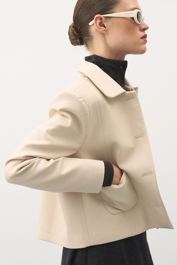 Kısa Deri Ceket Bej - 4