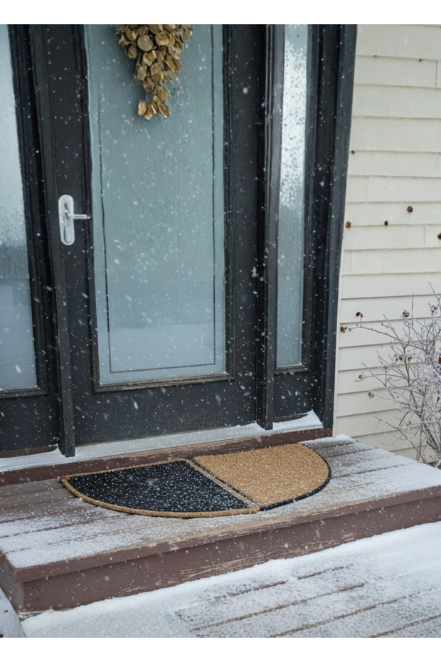 Rustik Yarım Ay El Yapımı Jüt Yarım Daire Kapı Önü Paspası Doğal Hasır Karşılama Paspası - 4