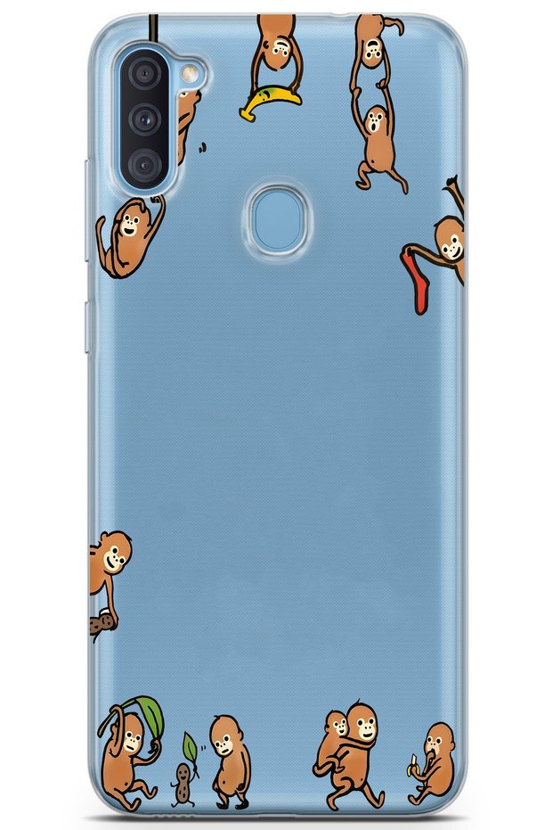 Samsung Galaxy A11 / M11 Compatible Monkeys Patterned Transparent Phone Case