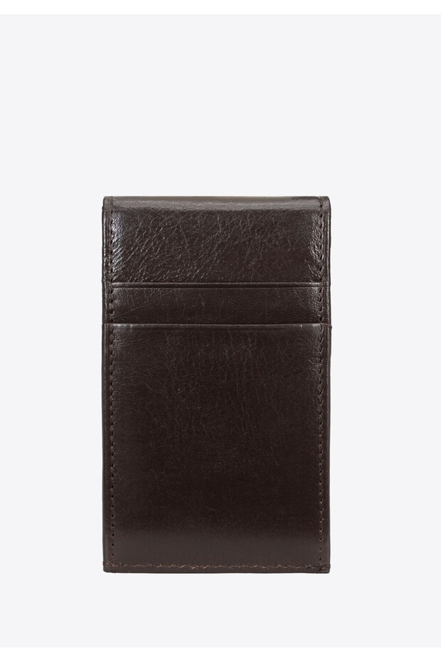 Unisex Rectangular Leather Key Case Small Brown Leather - 2