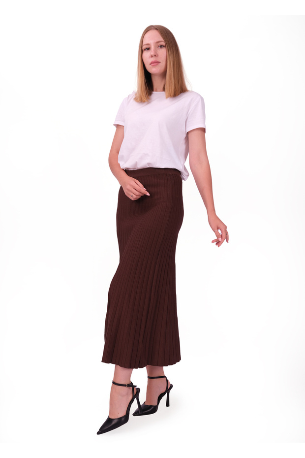 Kadın pliseli triko etek - 1