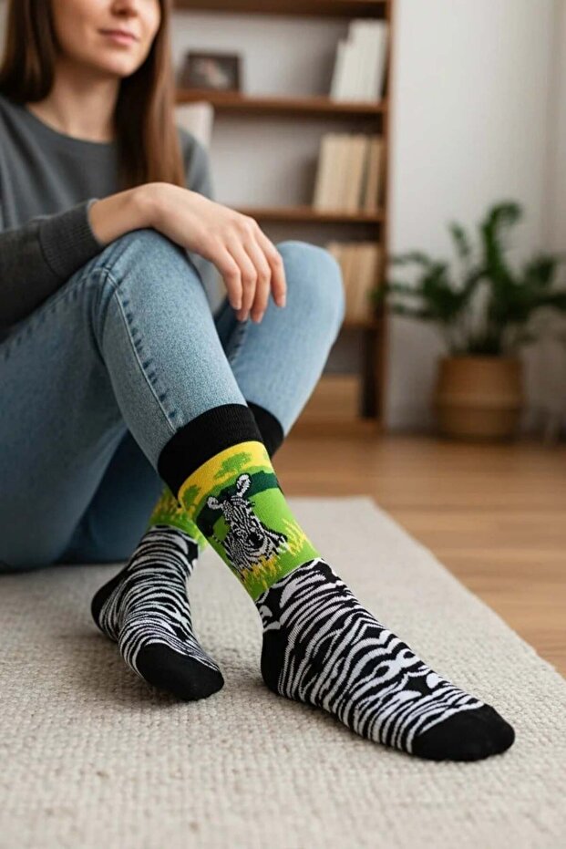 جوارب بنقشة الحمار الوحشي (مقاس 36-44) - 1
