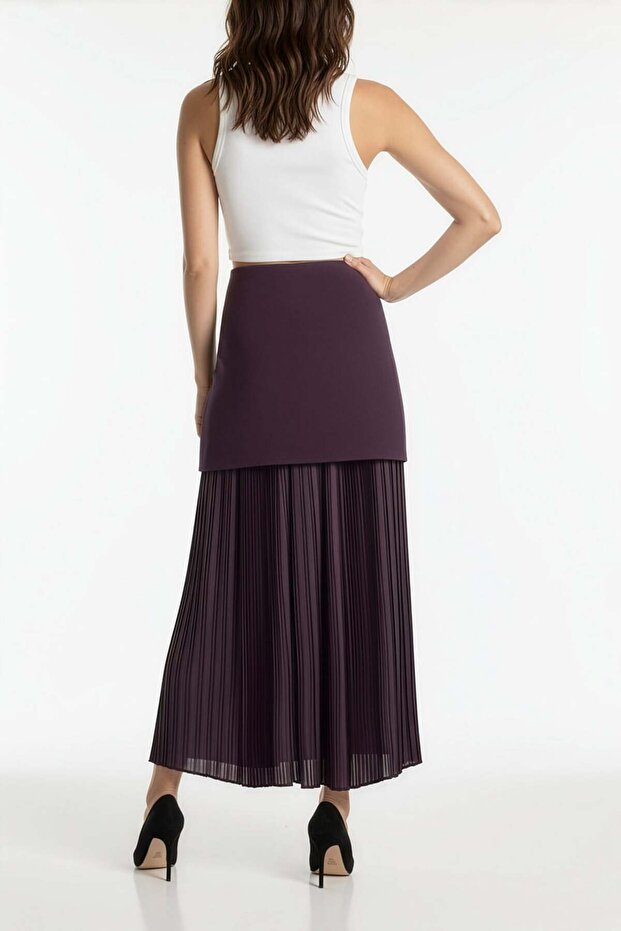 Şifon Astarlı Triko Etek - 4