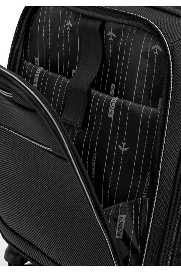 Men's Soft Polyester Cabin Suitcase Black Polyester - 8