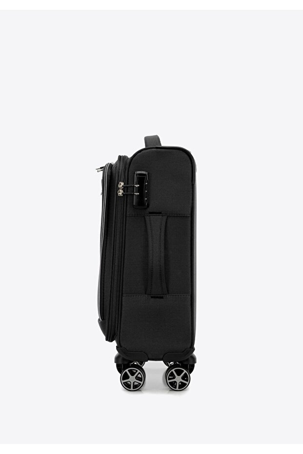 Men's Soft Polyester Cabin Suitcase Black Polyester - 2