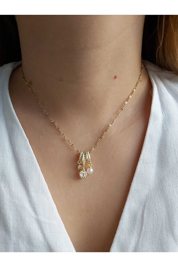 Çelik minimal charm kolye - 2