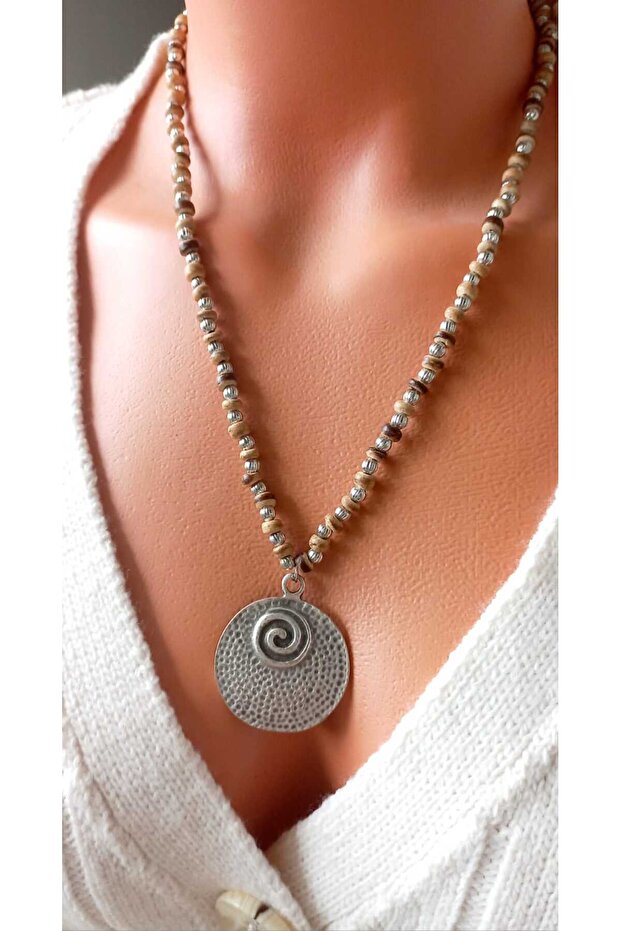 Ahşap Spiral Kolye - 1