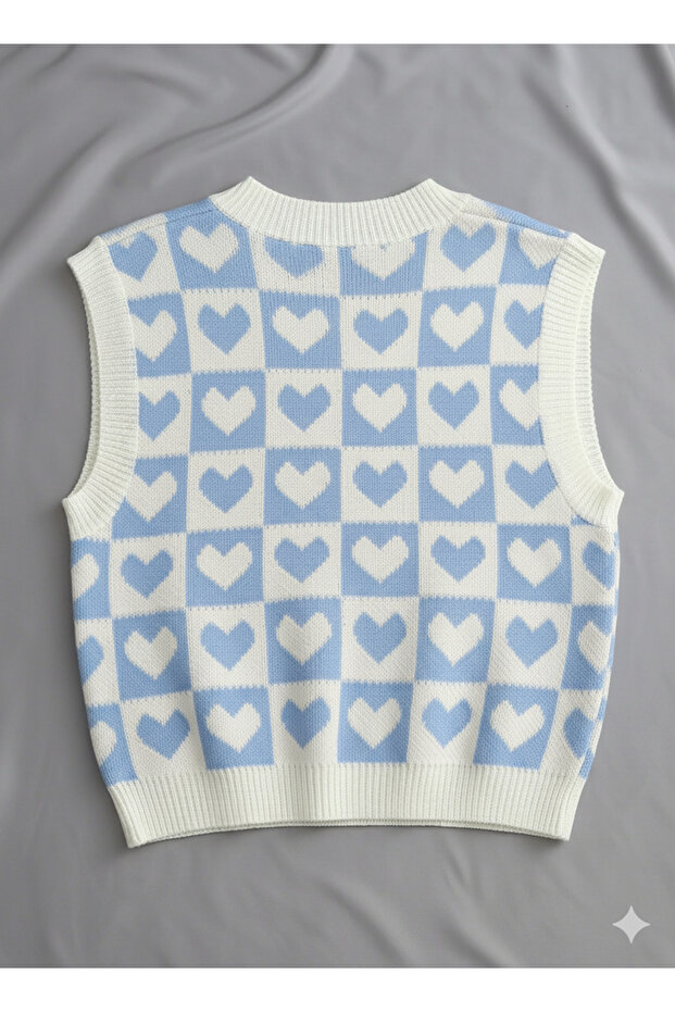 Kadın Bebe Mavi Oversize Triko Süveter - 3