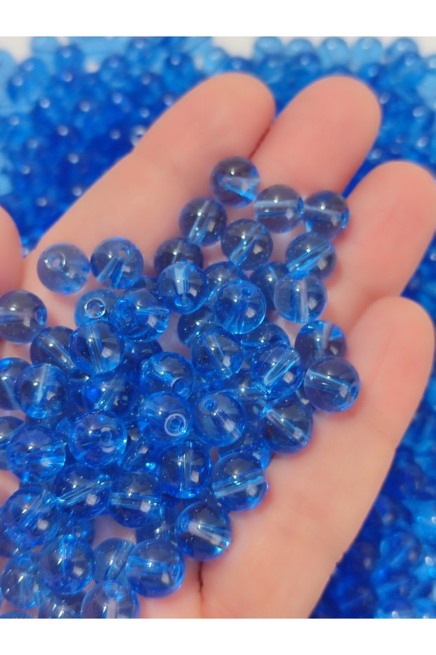 8mm Blue Glass Beads (50 Pieces)