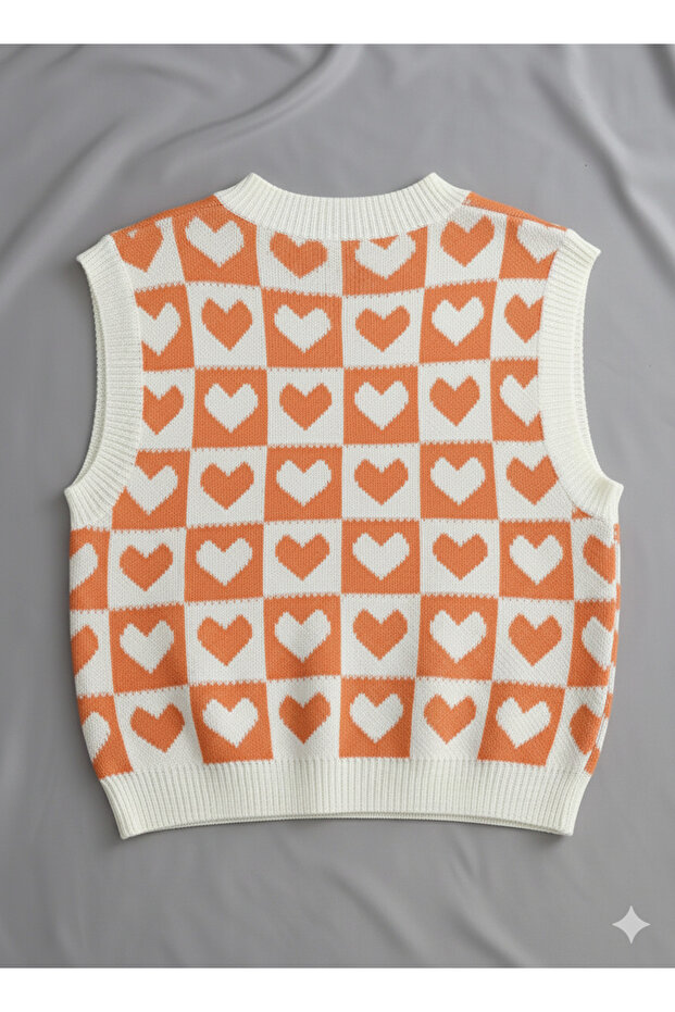 Kadın TURUNCU Oversize Triko Süveter - 2