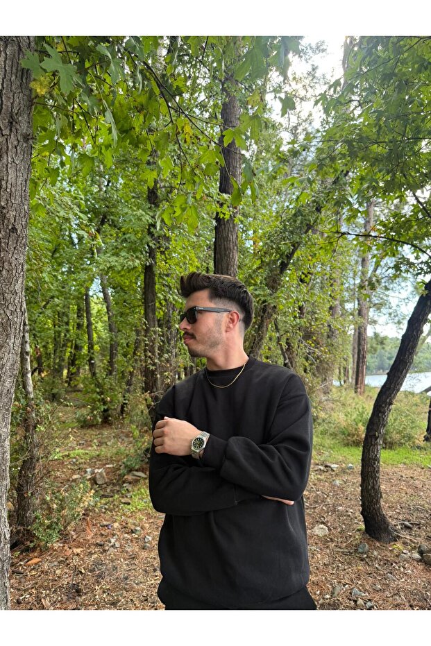 Men's Oversized Crew Neck Basic Sweatshirt - 2