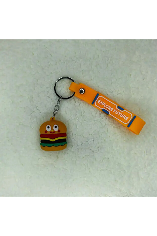 3D Silicone Hamburger Keychain