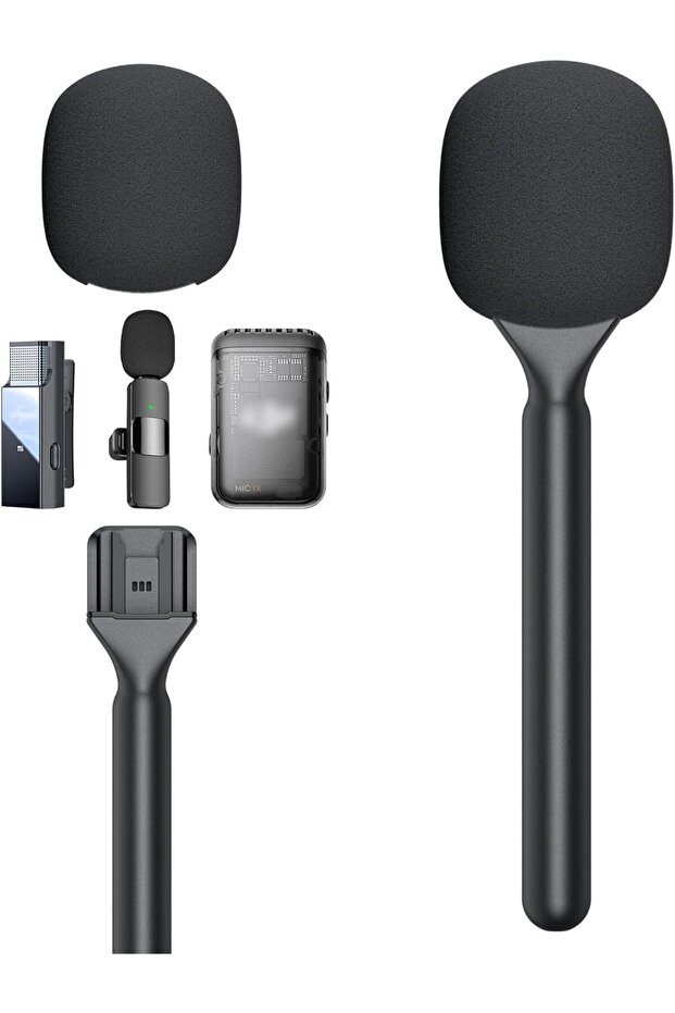 Wireless Interview Microphone Handle Adapter - Handheld Mount for Rode & Hollyland Lark Lavalier Mic