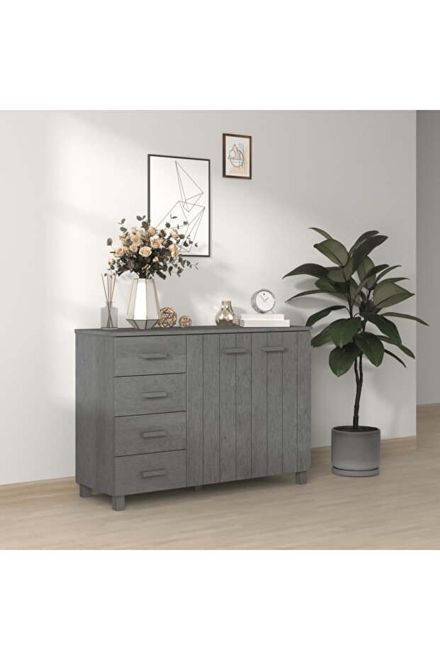 Sideboard HAMAR Dark Grey 113x40x80 cm Solid Wood Pine