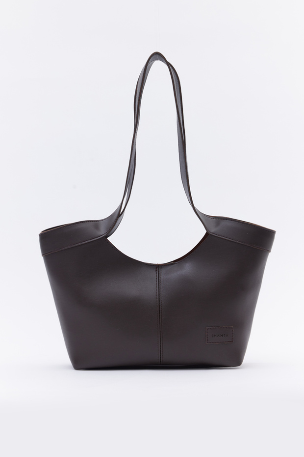 Bitter Brown D43 Daily, Work and School Women's Shoulder Bag with Snap Closure and Wide Shoulder Strap