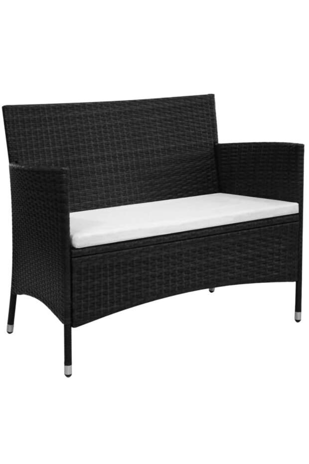 Garden Bench 90 cm Poly Rattan Black