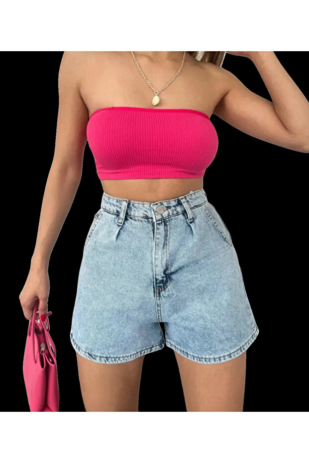 Denim Şort Cepli - 2