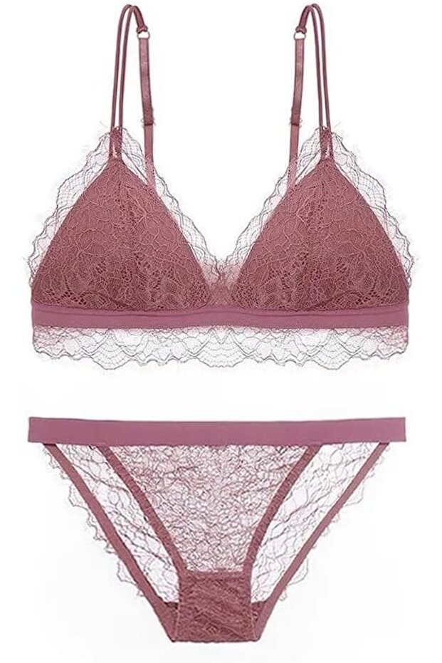 Sexy Lace Triangle Bralette and Briefs Set Wireless Bra MGB-03