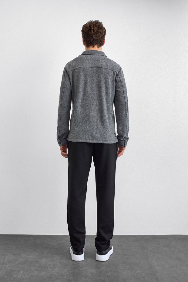 Gri Regular Fit Örme Gömlek - 7