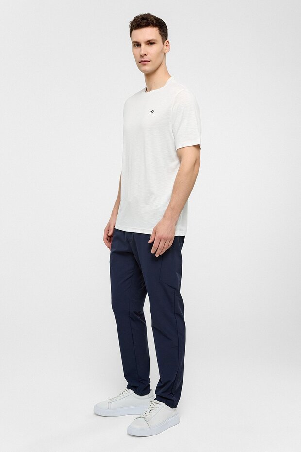 Beyaz Basic Flamlı Tişört - 6