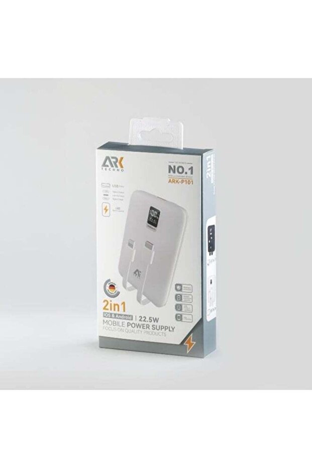 ARK-P101 22.5W+PD20W fully compatible power bank with cable and Digital display (10000mAh)