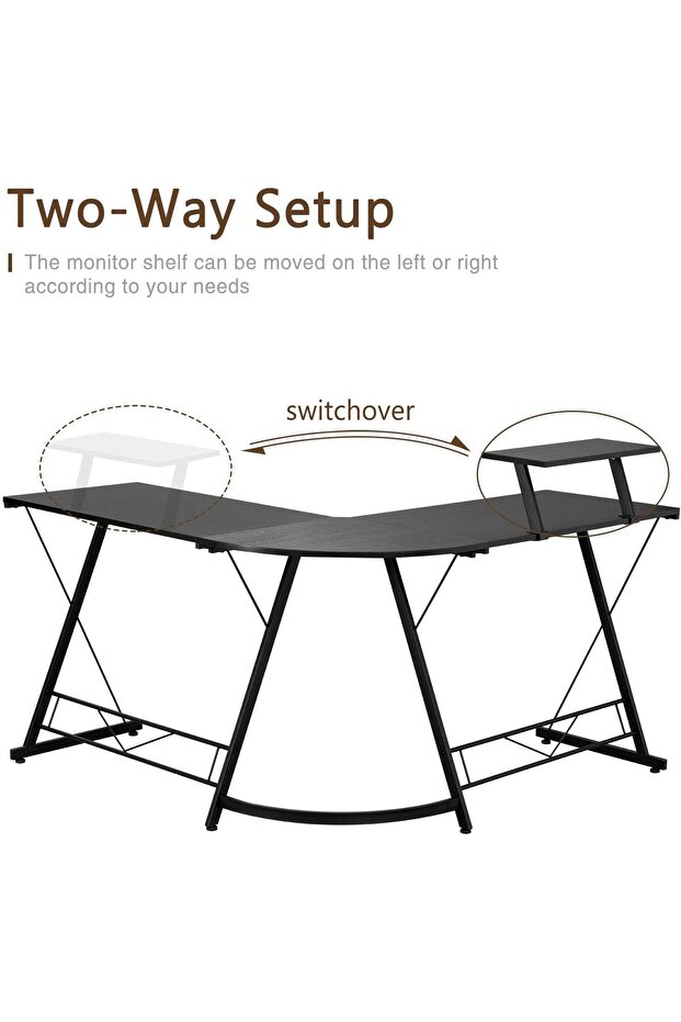 L Shaped Gaming Table, Large Computer Desk, Office Desk with Anti Scratch Waterproof Surface - 6