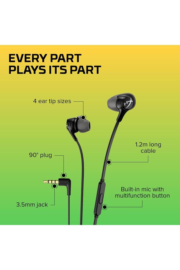 Cloud Earbuds II Wired Gaming with Mic, Black - 6