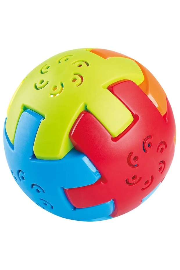 BIO-BASED PLASTIC - PATCHWORK RATTLE BALL - 4 PCS IN A DISPLAY - 2