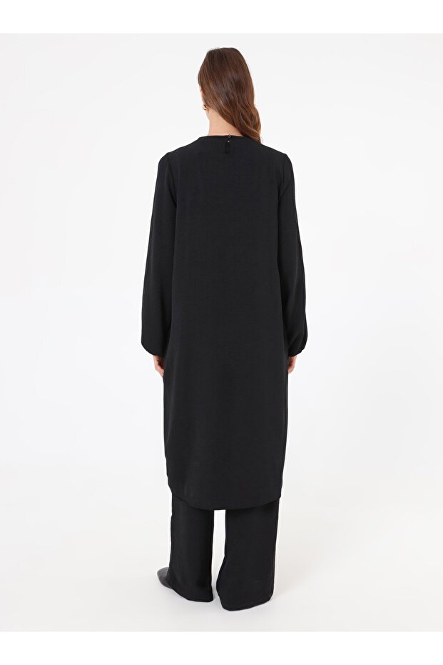 طقم أساسي بأكمام بالون بقصة غير متماثلة - أسود - - 6