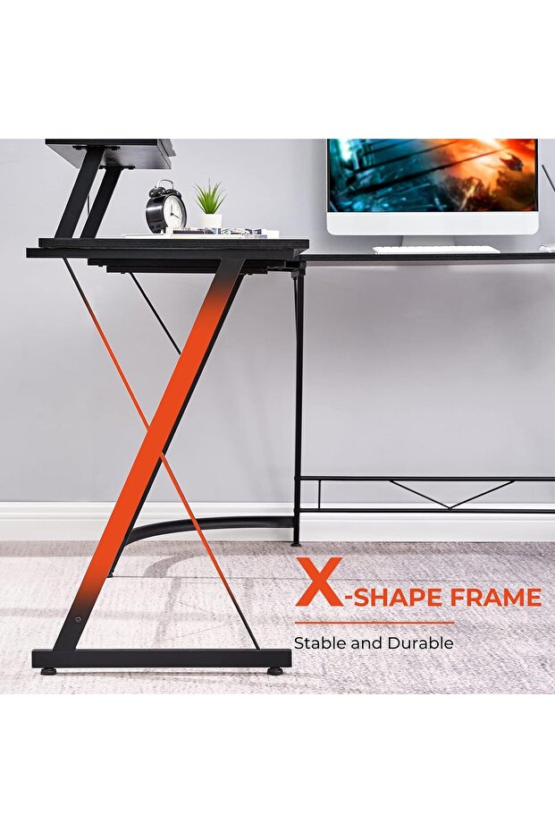 L Shaped Gaming Table, Large Computer Desk, Office Desk with Anti Scratch Waterproof Surface - 3