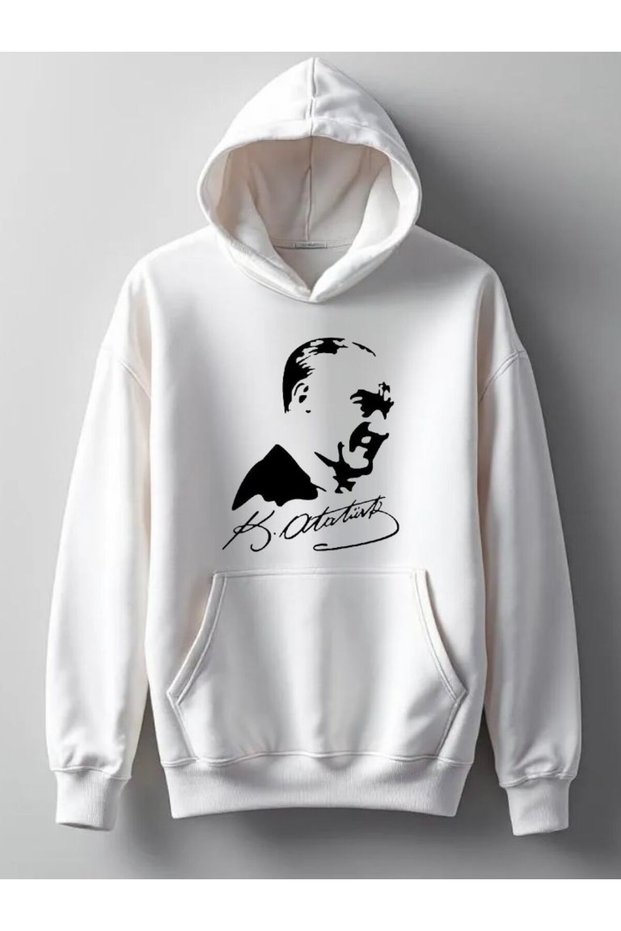New Season Ataturk Printed 3 Yarn Cotton Cap Hooded Eatshirts