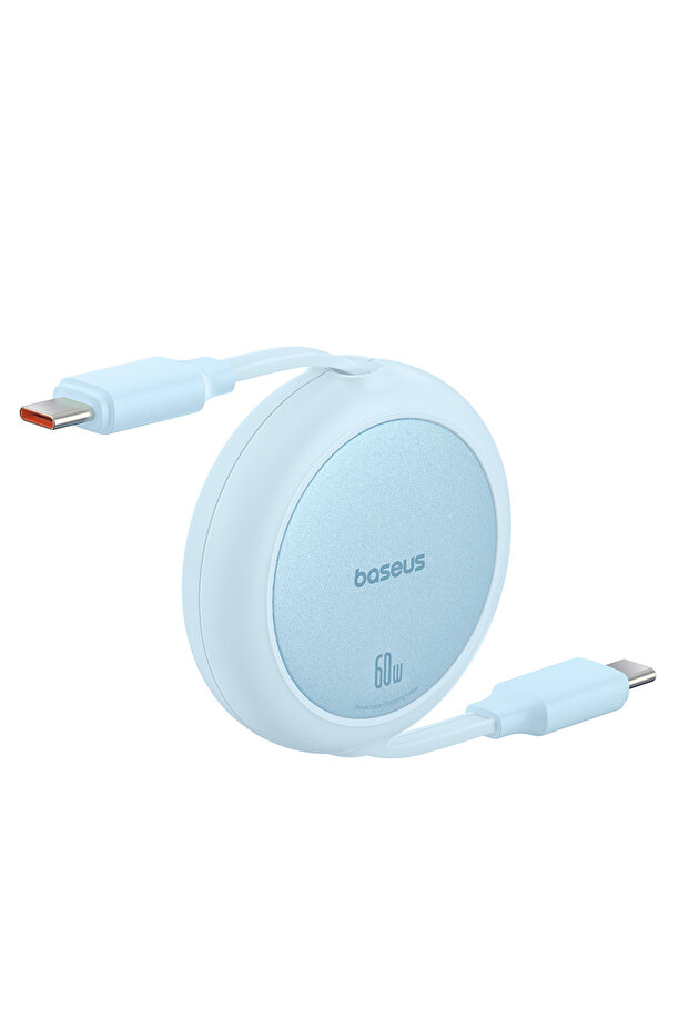 Free2Pull Mini Makaralı USB-C 60W Hızlı Şarj ve Data Kablosu, Mavi - 2