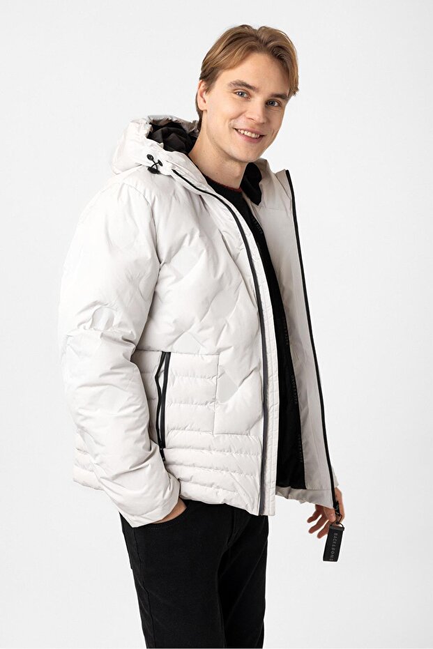 Taş Regular Fit Kapüşonlu Puffer Mont - 3