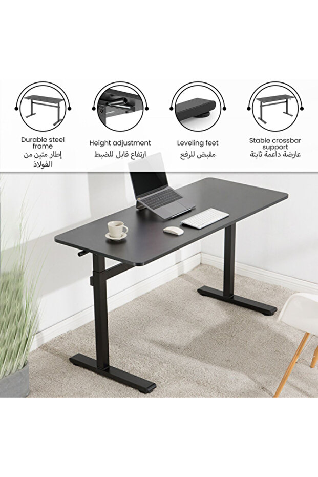 مكتب مستطيل يدوي للجلوس والوقوف - 4
