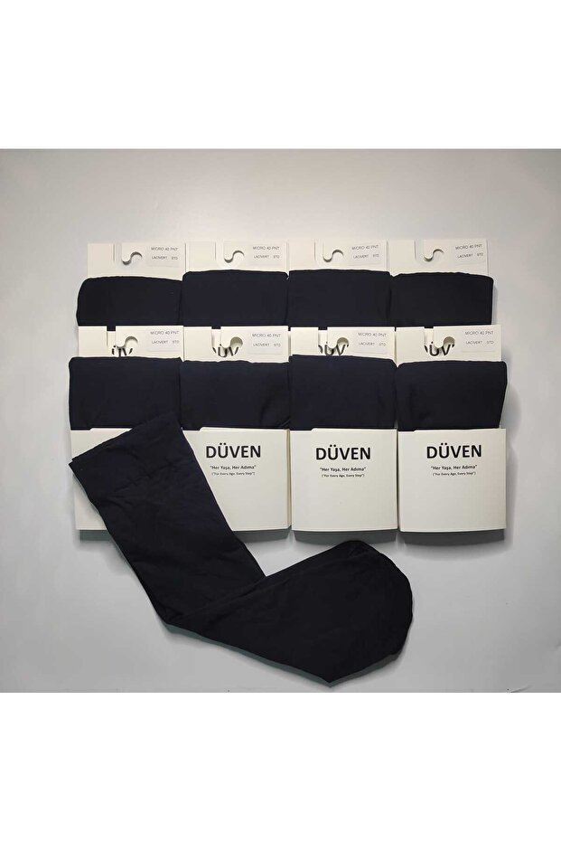8 Pairs of Matte Textured 40 Den Medium Thick Musky Navy Blue Knee-Length Trouser Socks