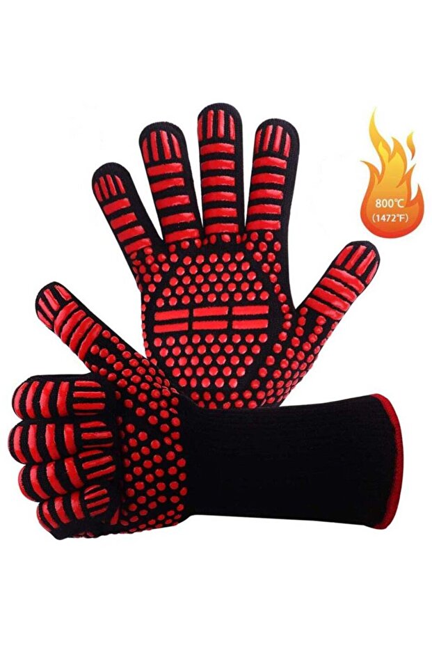 High Temperature Oven Gloves - 1 Pair (BBQ, Baking, Microwave)