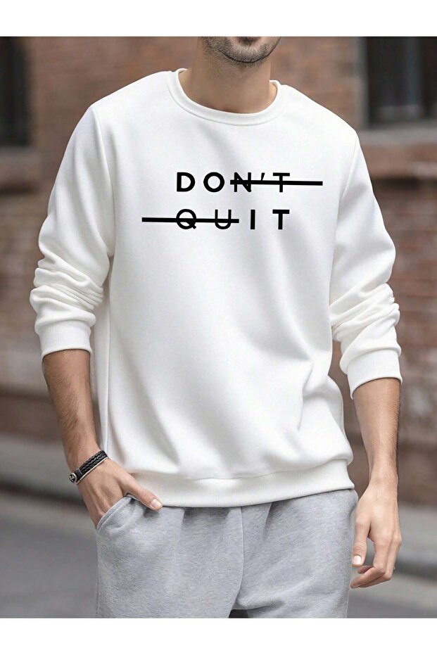 -Men's Gray Printed Sweatshirt 3-Thread Quality Fabric Oversized Cut