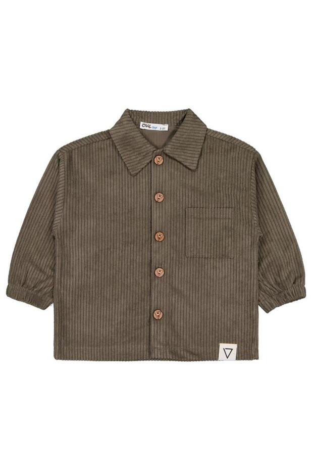 2-5 Years Old Shirt with Elasticated Sleeves - Khaki 2-3 Years Old