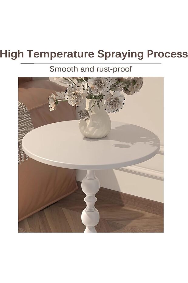 Metal Small End Table, 15.7 x 21 in, Matte Round Side Table - 3