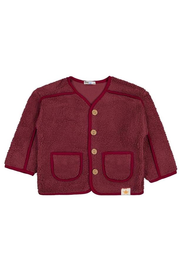 Star Embroidered Cardigan for 2-5 Years - Burgundy