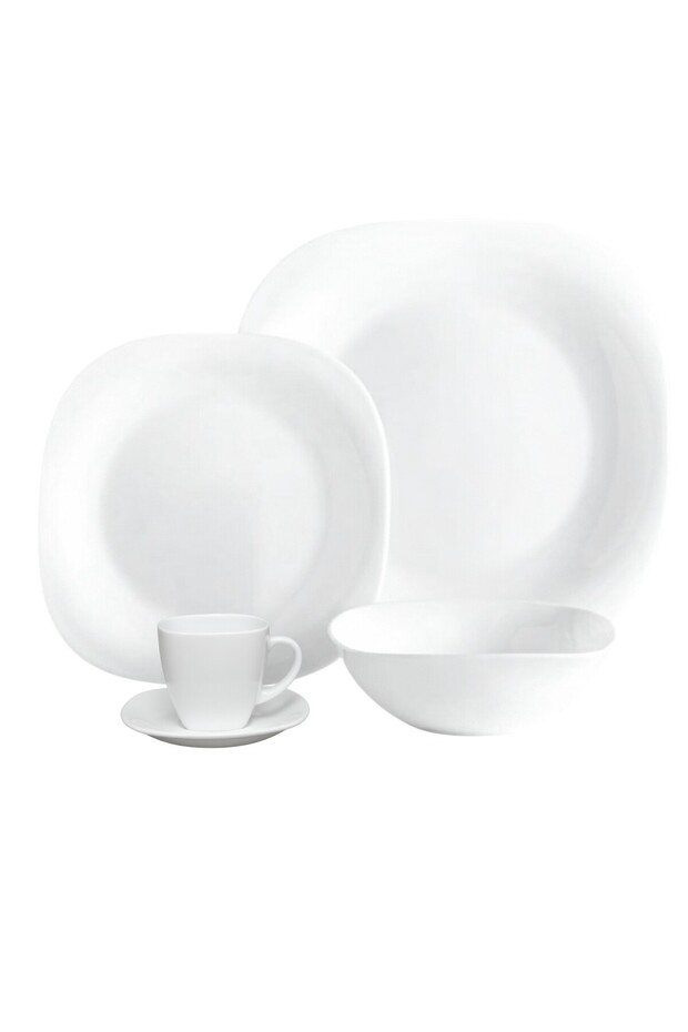 16 Pcs Opal ware Dinner set 4 x Dinner plate 4 x Dessert plate 4 x Bowl 4 x Cup and Saucer
