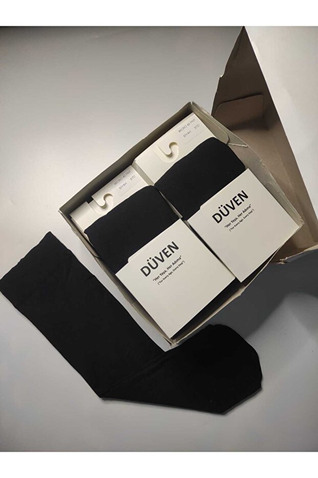 12 Pairs of Matte Textured 40 Den Medium Thick Mus Black Knee-Length Trouser Socks