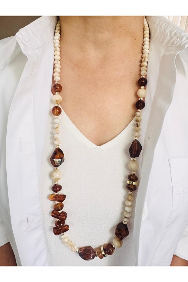 قلادة طويلة بتصميم الخرز 86 سم