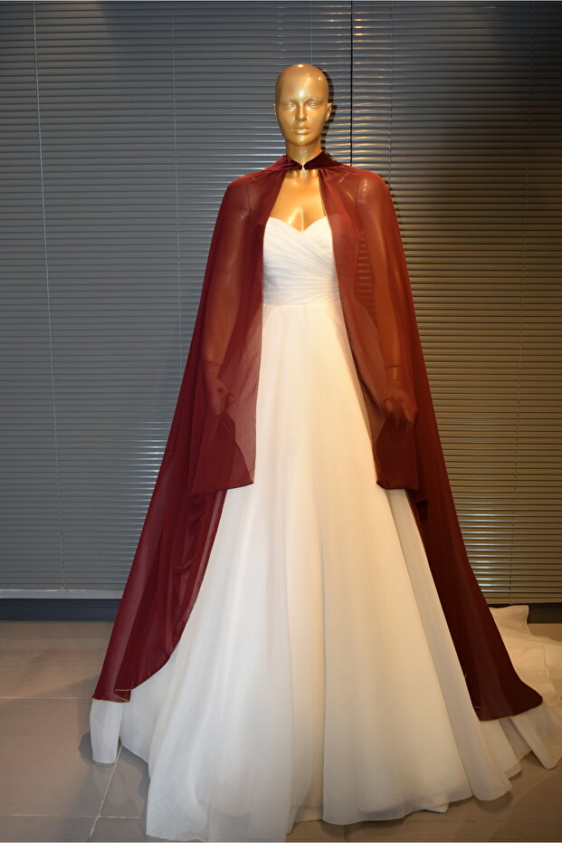 Bordo Edges with Glitter Detailing Caftan-Bi̇ndalli-Wedding Dress Top Caftan