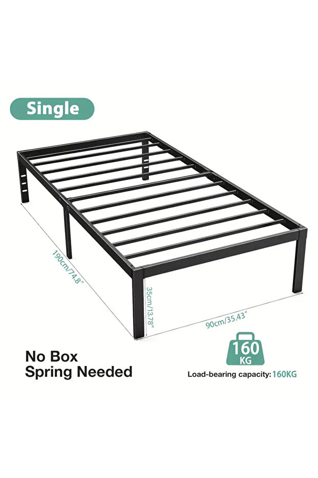 Bed Frame Metal Platform Bed Frame Mattress Foundation with Steel Slat Support No Box Spring - 1