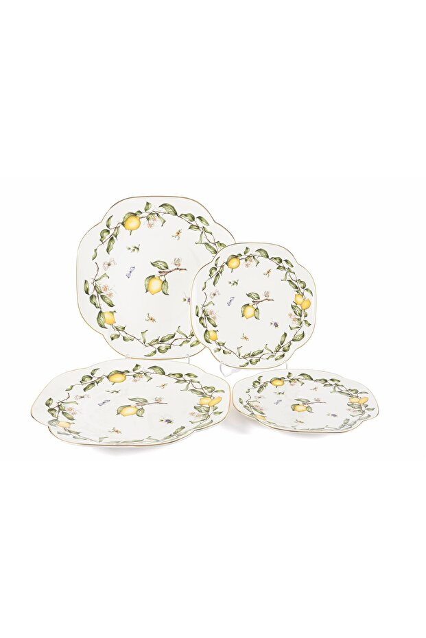 Sunleaf 4 Parça Set- 2li Pasta Tabağı 19cm ve 2li Servis Tabağı 25cm - 3