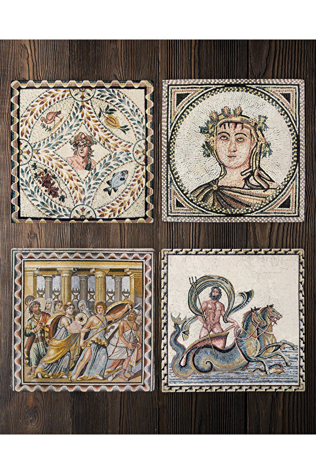 Natural Stone Coasters Set of 4 10X10X1 cm Antique Mosaic